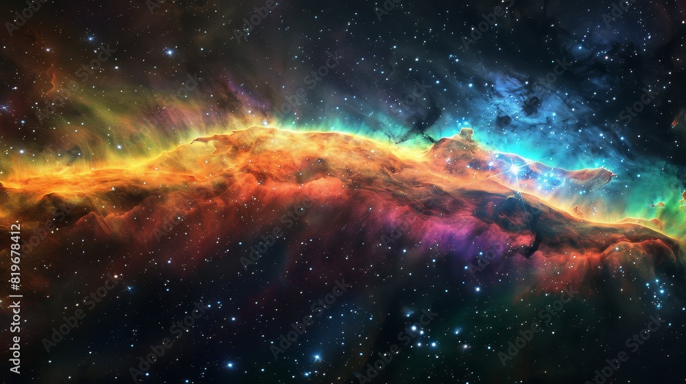 Fototapeta premium Radiant Cosmic Rainbow: Symbolic LGBTQ+ Representation of Unity in Diversity