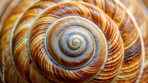 Extreme close-up of a tiny snail shell, with focus on spiral patterns