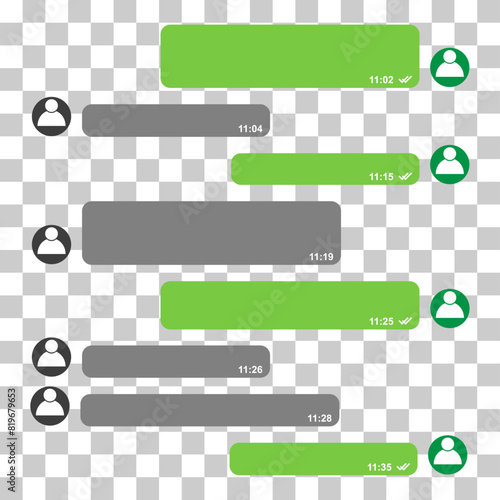 Short bubble message, chat speech conversation, interface dialog vector illustration
