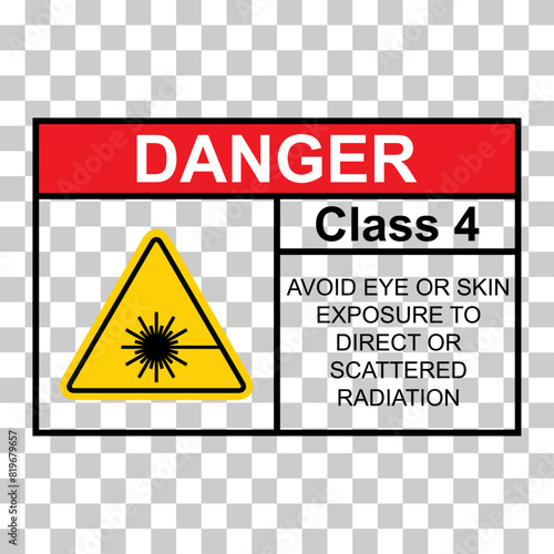 Laser radiation danger class 4 label icon, safety information symbol vector illustration