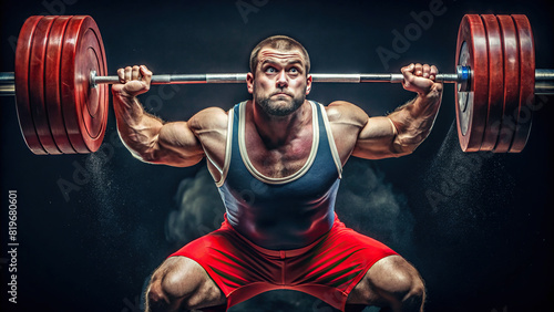 A powerful close-up of a weightlifter lifting heavy weights, muscles straining with effort as they demonstrate their serious dedication to strength training