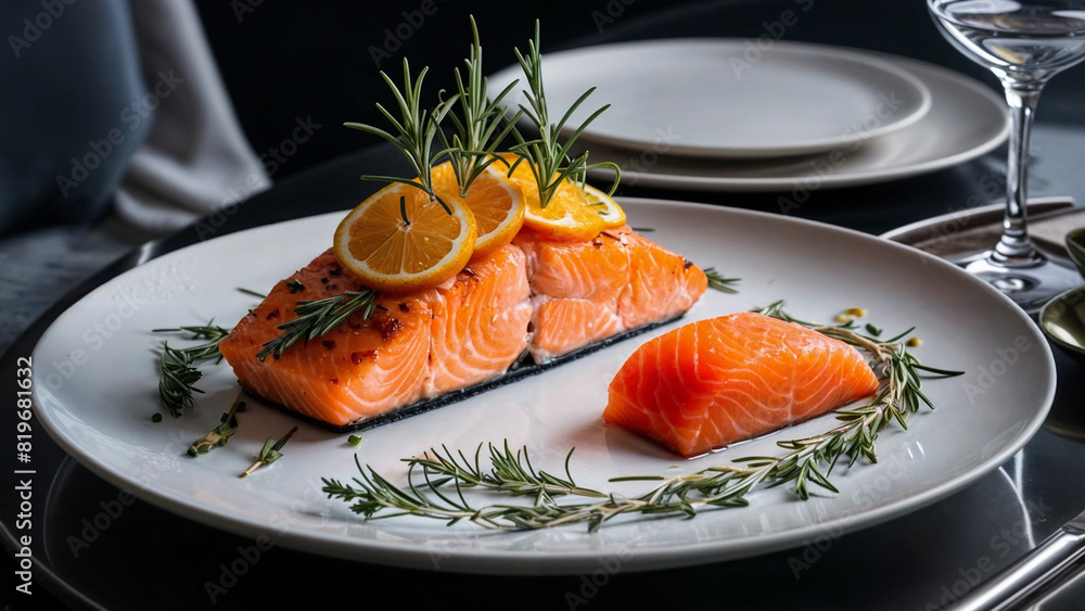 salmon steak with lemon and dill