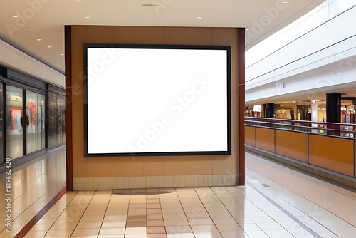 blank white billboard indoors. public information boards in shopping centers, stations and in halls.
