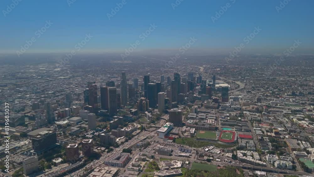Aerial view of downtown Los Angeles, California on a sunny day Aerial view of downtown Los Angeles, California on a sunny day