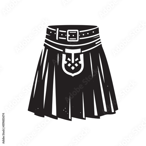 Minimalist Kilt Vector Silhouette: Iconic Vector Art- Capturing the Timeless Style and Cultural Heritage of Scottish Traditional Attire- Kilt Illustration.
