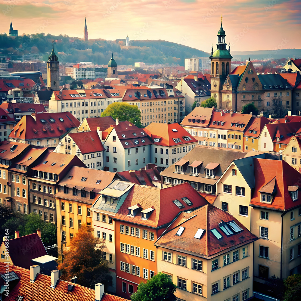 Obraz premium free photo analog landscape of city with buildings