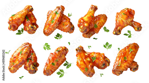 Buffalo wing with sour cream collection in 3d transparent background photo