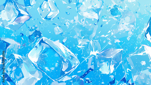turbulent splashes of ice cubes