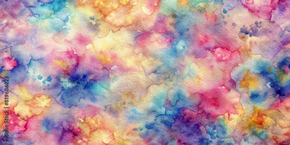 Vibrant watercolors blend into each other to create a dreamlike tapestry of colors. Splashes of pink, blue, and yellow merge with soft edges, giving a sense of warmth and movement.AI generated.