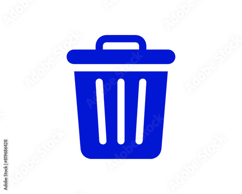 Trash bin. Vector isolated icons. Blue vector trash dusbin sign icon isolated elements.