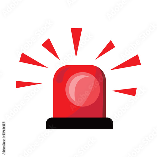 flat siren vector illustration. red emergency lamp sign and symbol.