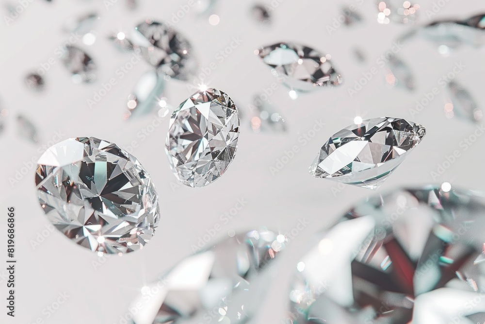 Many white diamonds of various sizes floating on the surface Many white diamonds of various sizes floating on the surface