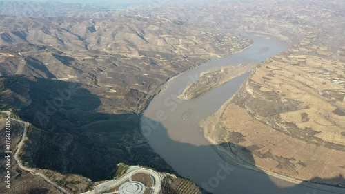 Aerial photography of Qiankun Bay Scenic Area of the Yellow River in Yan'an City, Shaanxi Province photo