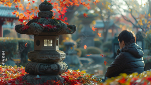 Serene Japanese garden in a...