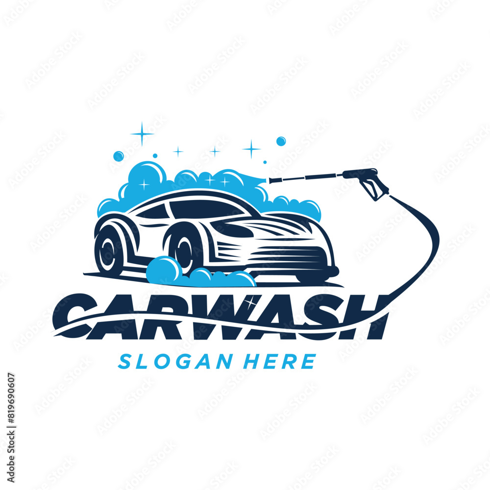 Obraz premium Car Wash Logo Emblem Design Template Automotive Isolated on a White Background
