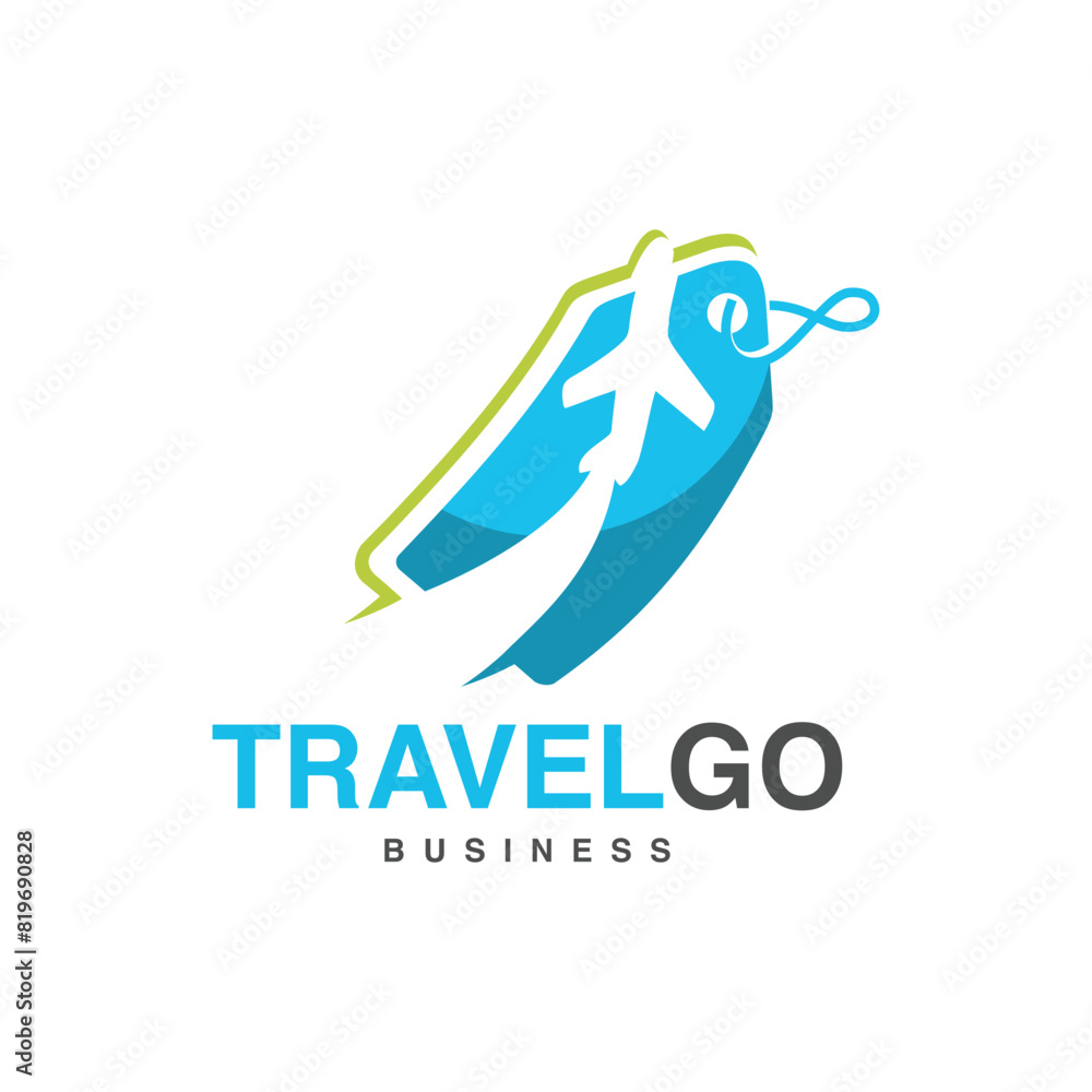 Fototapeta premium Travel Logo With Price Tag And Plane Concept Art & Illustration