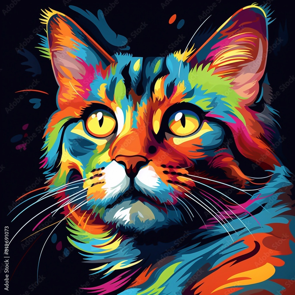 Cat, Animal, Colorful, pop art, illustration vector style.