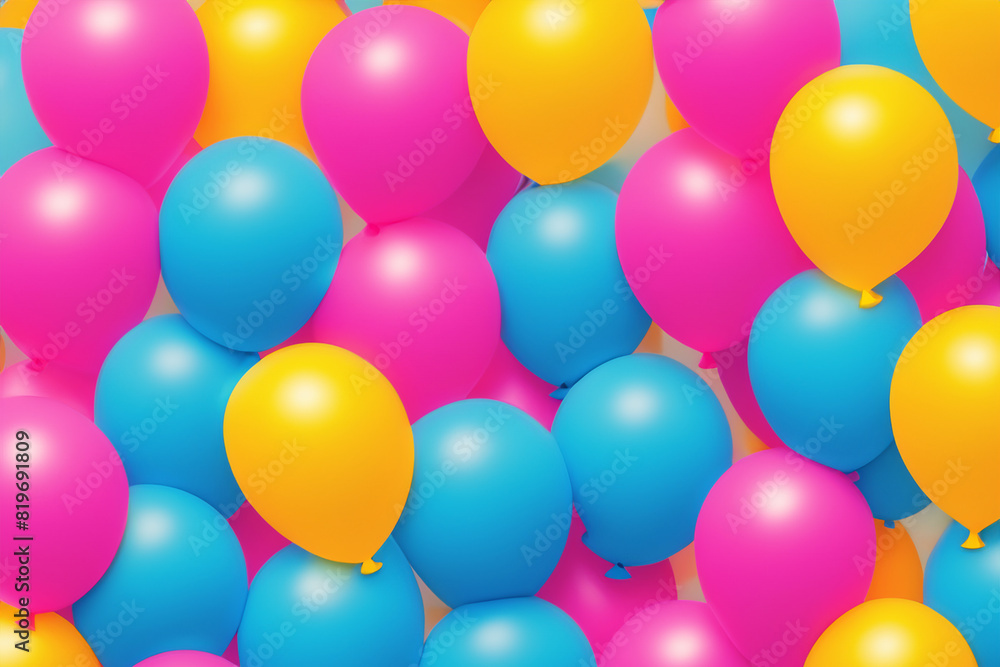 Colorful and fun party balloons background. Colorful balloons background. 3d render illustration. Party concept.