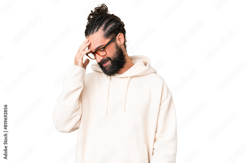Young man with beard over isolated chroma key background laughing Young man with beard over isolated chroma key background laughing