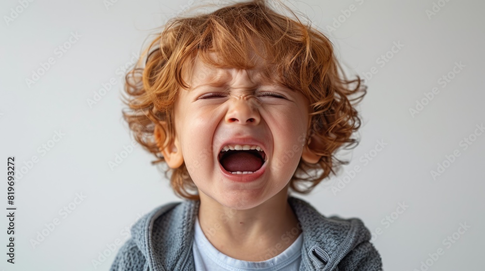 A small capricious child threw a tantrum. Sad unhappy boy cries and screams. Upset guy with negative emotion. Disappointed kid. Upset little children. White background. A small capricious child threw a tantrum. Sad unhappy boy cries and screams. Upset guy with negative emotion. Disappointed kid. Upset little children. White background.