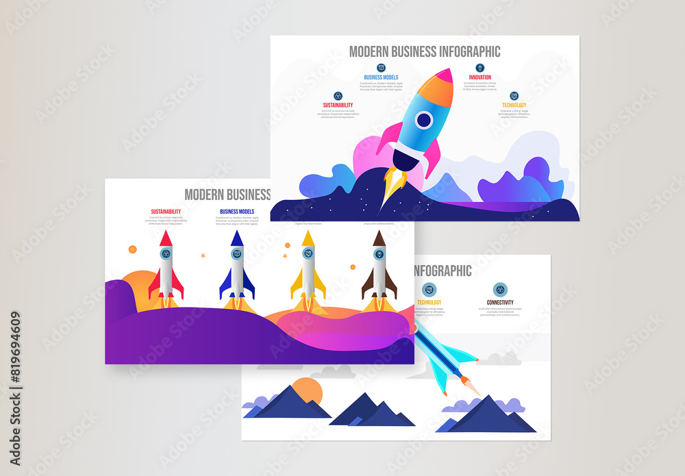 Modern Business Rocket Infographic Concept Stock Template | Adobe Stock