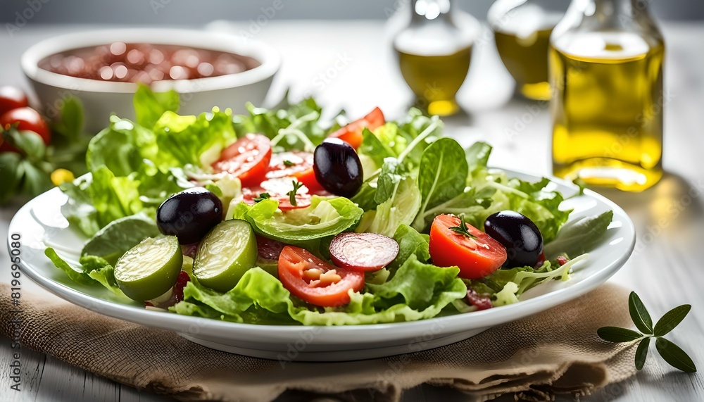salad with olive oil isolated on white background
salad with olive oil isolated on white background