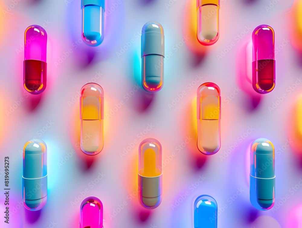 set of pills on a white background set of pills on a white background