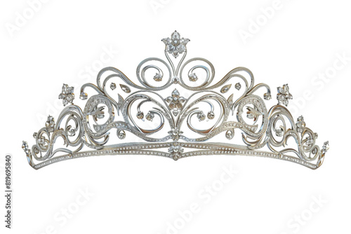 Elegant Silver Crown for Royalty on transparent background. PNG