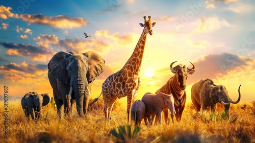 Attractive Safari Animals in Africa Composite