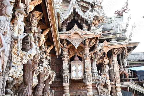 Thai temple's wood architecture and building