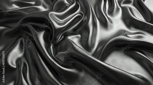   A monochrome image of diagonally folded satin fabric photo