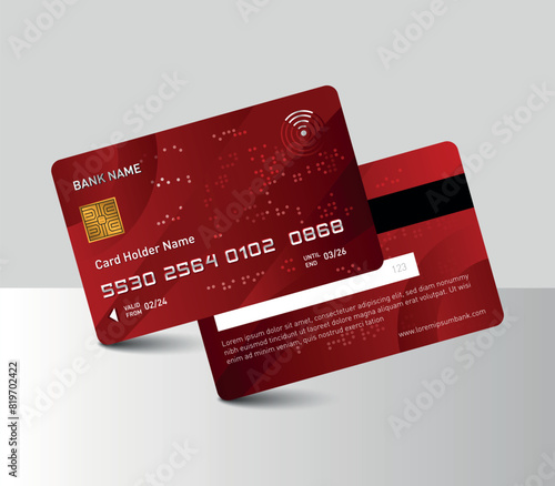 ATM cards red color theme isolated on white background