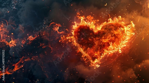 Heart in the flames of fire 
