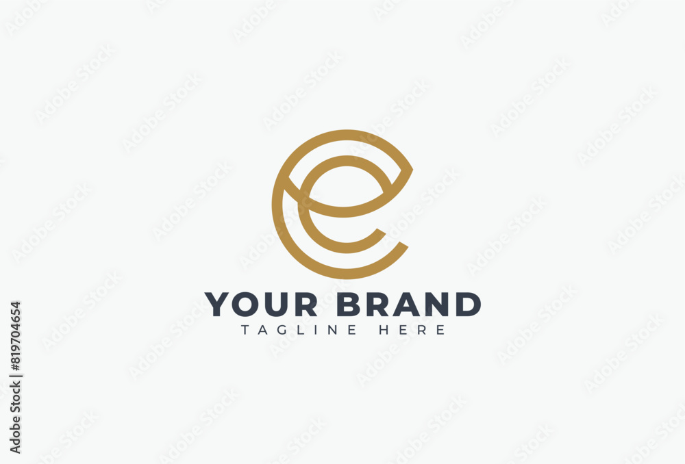 Circular letter E logo design with swoosh element Illustration for business consulting and financial companies, global technology corporate, tech brand.