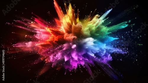 Vibrant rainbow powder explosion abstract vector illustration  adding a sense of excitement and energy to any design concept. 