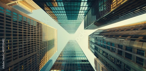 Low Angle Photography of Office Buildings in the Central Business District: A Modern Urban Architectural Perspective 