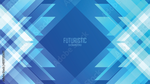Blue Geometric Background. Futuristic shapes overlapping technology corporate design background.