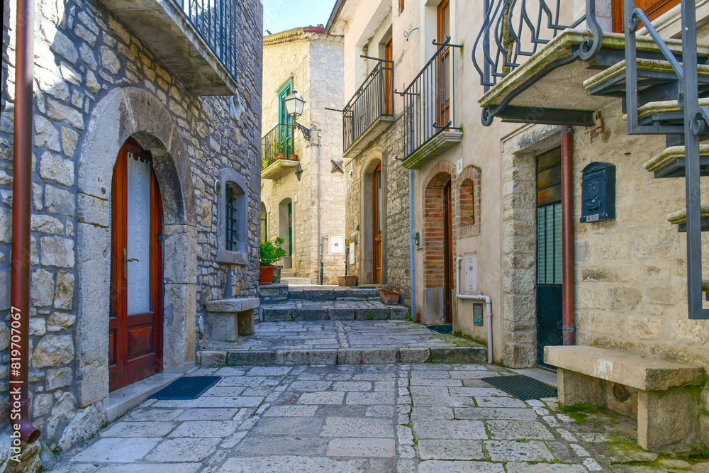 Obraz premium A street in San Marco dei Cavoti, a town in Campania in Italy.