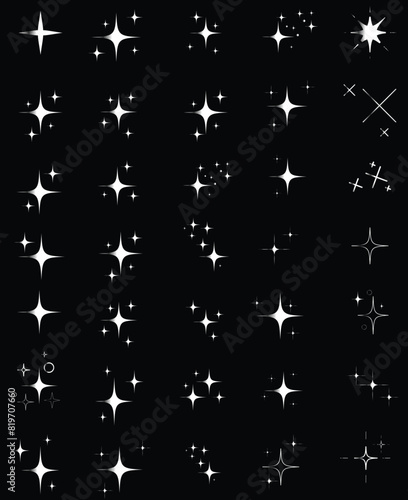 Twinkling stars.Shine icons.Sparkle star icons.Star icons. Sparkles, shining burst. Christmas vector symbols isolated. Design silver star.eps10