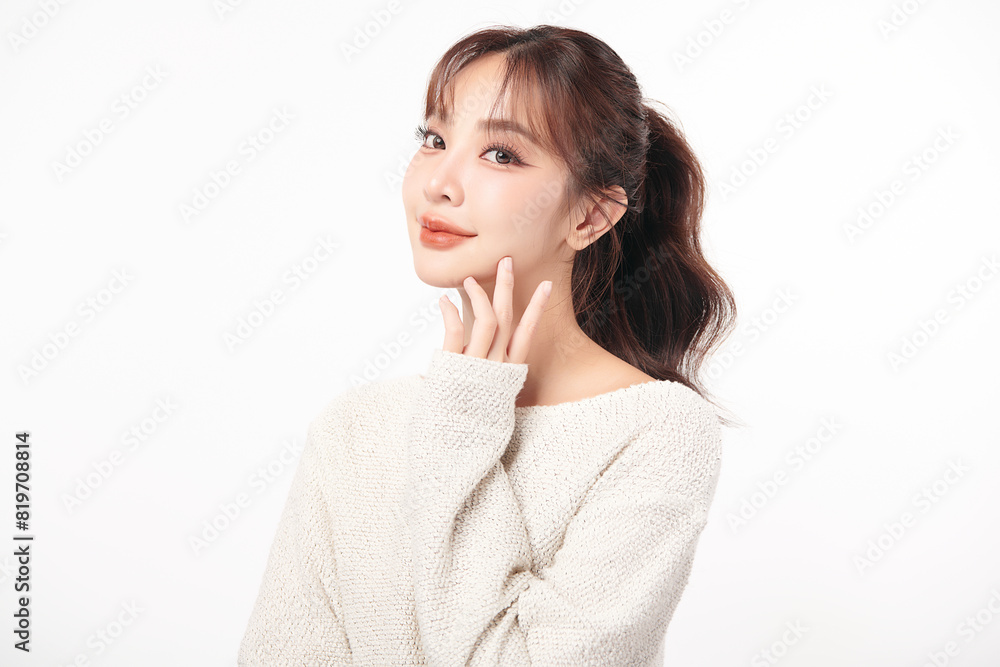 Beautiful young asian woman with clean fresh skin on white background, Face care, Facial treatment, Cosmetology, beauty and spa, Asian women portrait. Beautiful young asian woman with clean fresh skin on white background, Face care, Facial treatment, Cosmetology, beauty and spa, Asian women portrait.