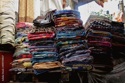 colorful fabric at the market, Kandy, Sri Lanka © kristina