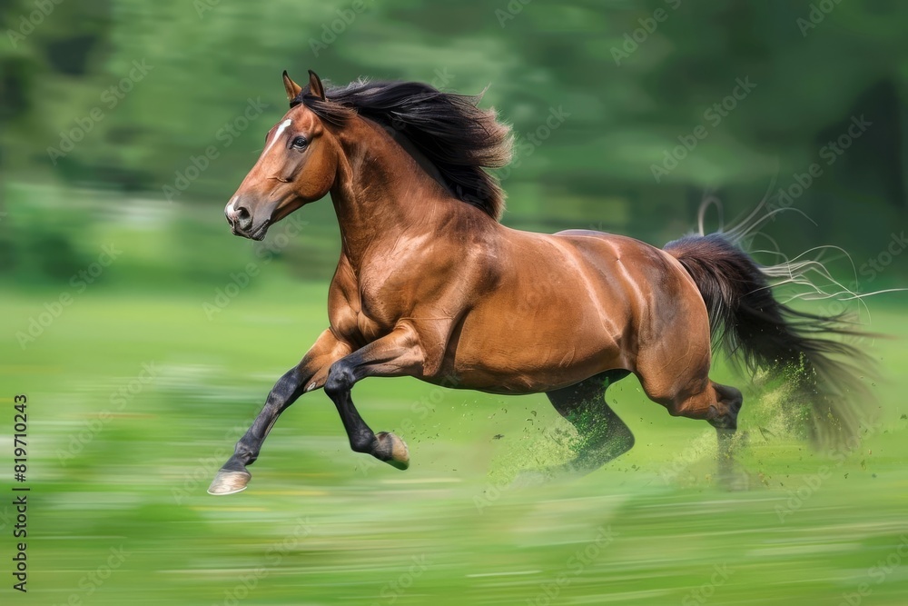 Horse galloping, clean green background Horse galloping, clean green background