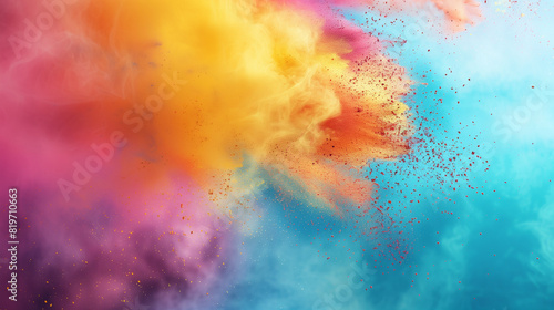 Colorful Cloud of Colored Powder Flying in the Air