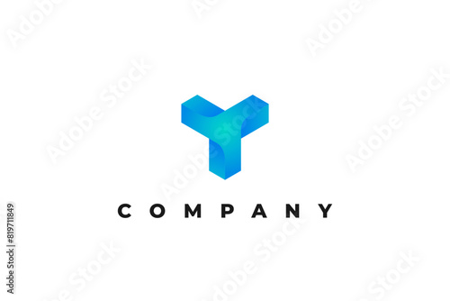 logo letter y business 3d gradation business
