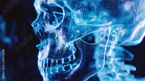 Picture of human skull bones Isolated 3D hologram. Medical concept. new technology