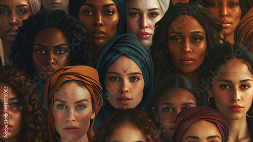 Diverse Group of Women Wearing Headscarves photo