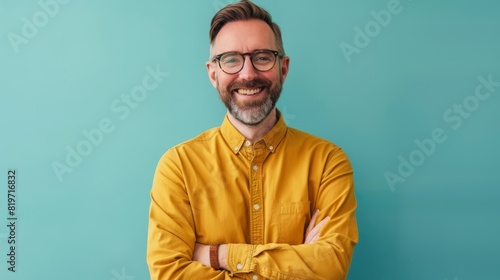 A Cheerful Man in Yellow Shirt photo