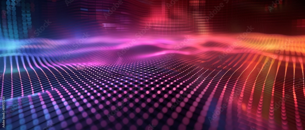 Vivid abstract digital art with waves of light and colorful particles. Dynamic motion and futuristic technology background in vibrant hues. Vivid abstract digital art with waves of light and colorful particles. Dynamic motion and futuristic technology background in vibrant hues.