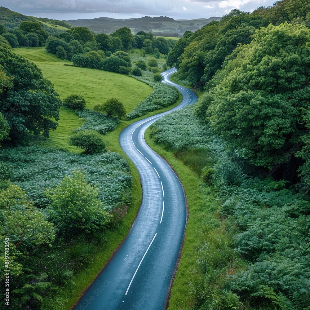 Drone aerial view - windy road in summer Please provide high-resolution Drone aerial view - windy road in summer Please provide high-resolution