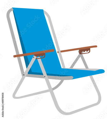 Folding Chair on white background. Folding chair for tourism, beach, Fishing folding chair.  Hand drawn  illustration. 